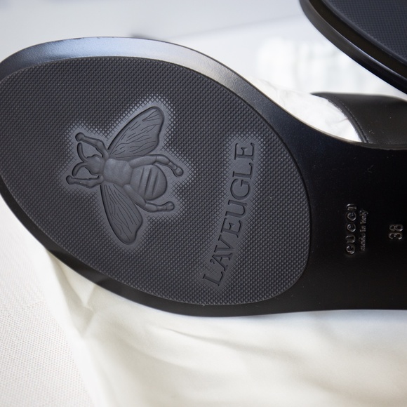 GUCCI Marmont Thong Sandals - Black with Gold Hardware, Size 38/ US 8, NIB - Picture 5 of 14